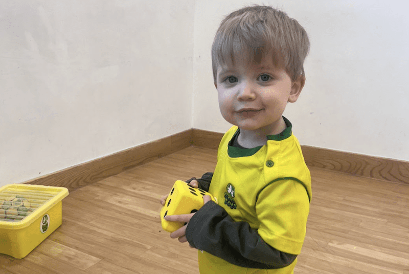 Toddler football club in Leighton Buzzard. Image shows a boy in Socatots uniform taking part in a class.