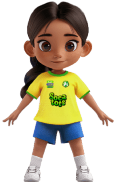 Our SOCATOTS girl avatar standing in SOCATOTS football kit